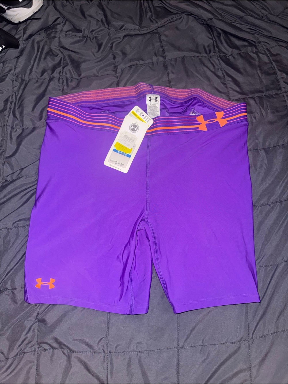 Under Armour Purple Sliding Shorts with Orange Logo